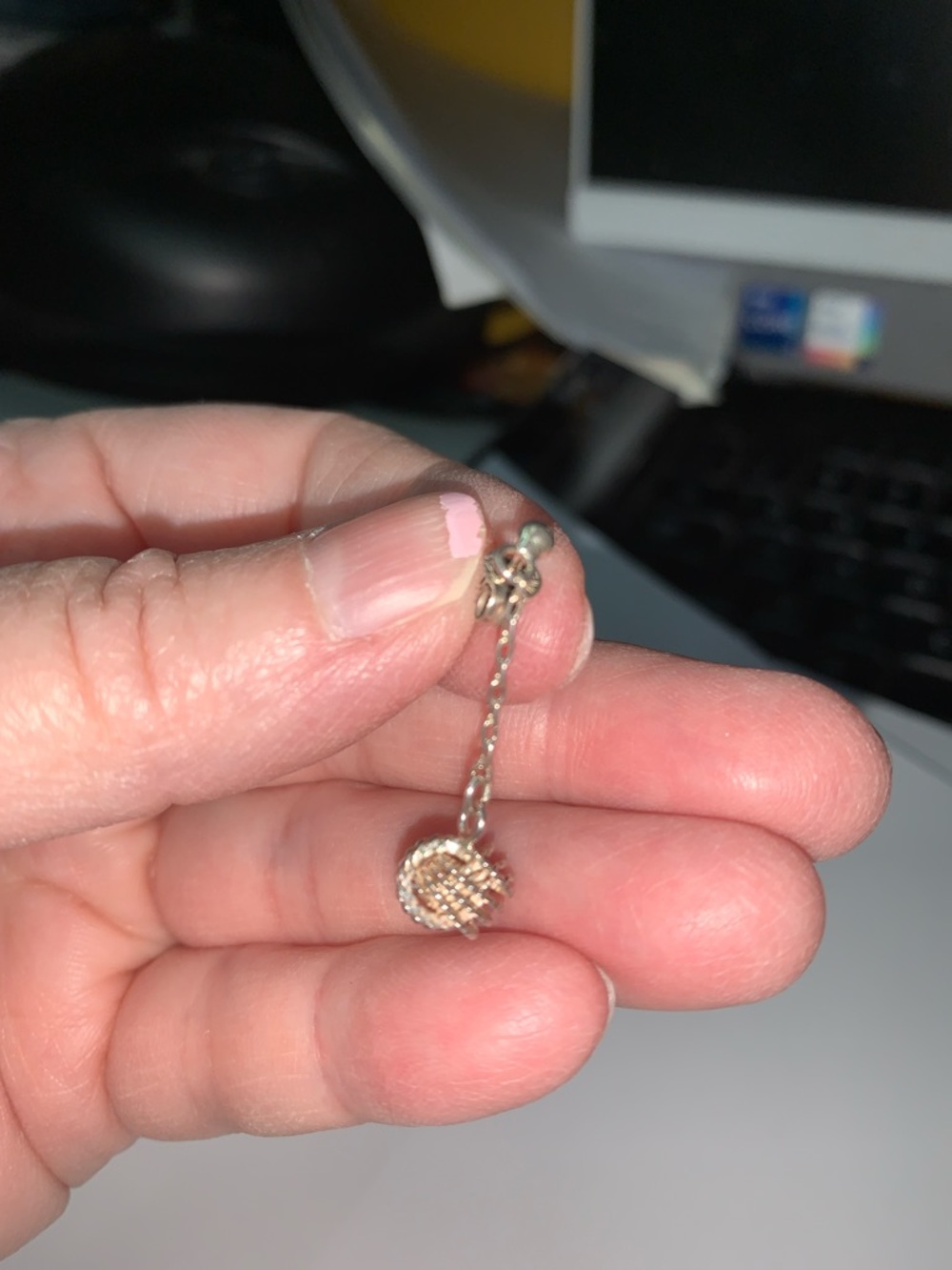 Delicate Gold Drop Knot Earrings with Chain - Picture 3 of 3
